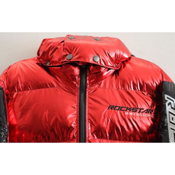 Rockstar Original Men's Sz 2XL Metallic Red Alasia Hooded Puffer Jacket - Picture 4 of 16